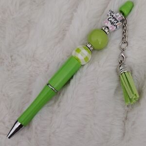 Green Easter Beaded Pen with Tassel